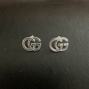 GG Collection Silver Double G Logo Stud Earrings
